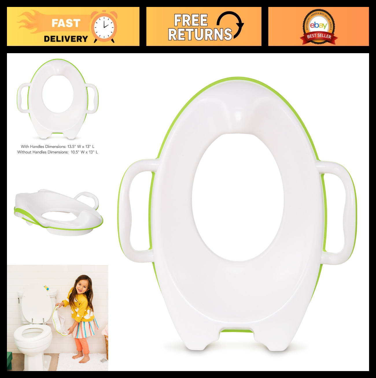 Sturdy Potty Training Seat for Kids   Comfortable, Easy to Clean, Green Color0