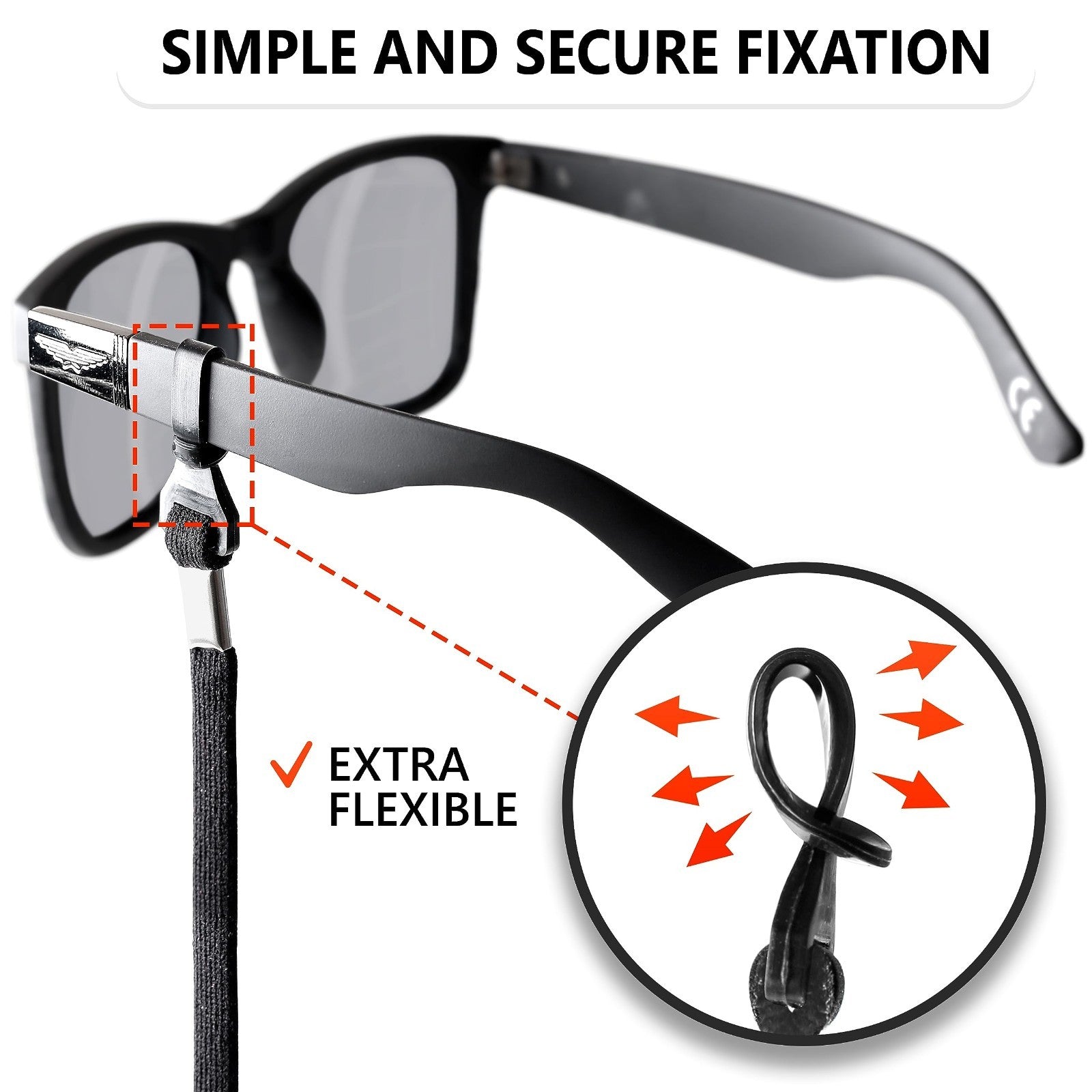 Eyeglass Holder Strap - Adjustable Eyewear Lanyard for Men & Women - 2 Pcs (Blac5