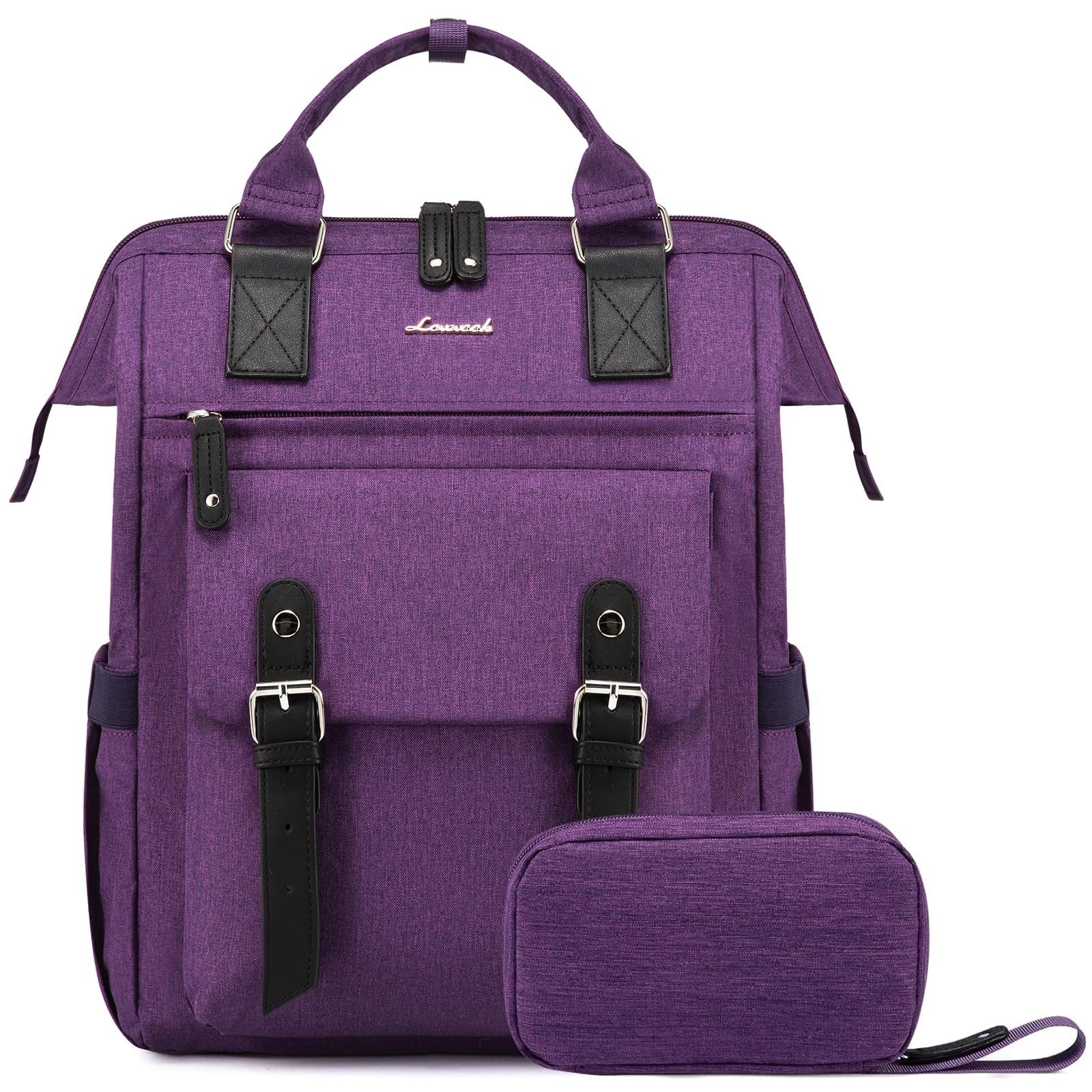 Stylish Laptop Backpack for Women   Anti Theft Travel Bag with USB Port, Dark Pu1