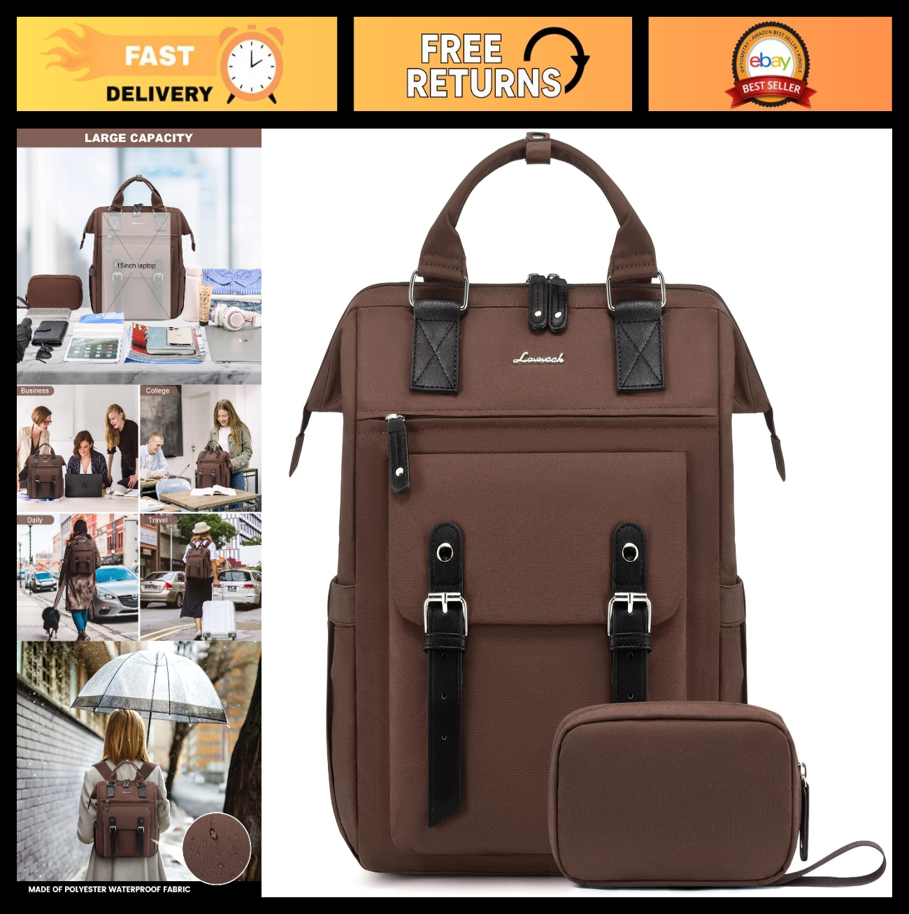 Stylish 15.6" Laptop Backpack for Women   Work, Travel, Commuter, College Bag0
