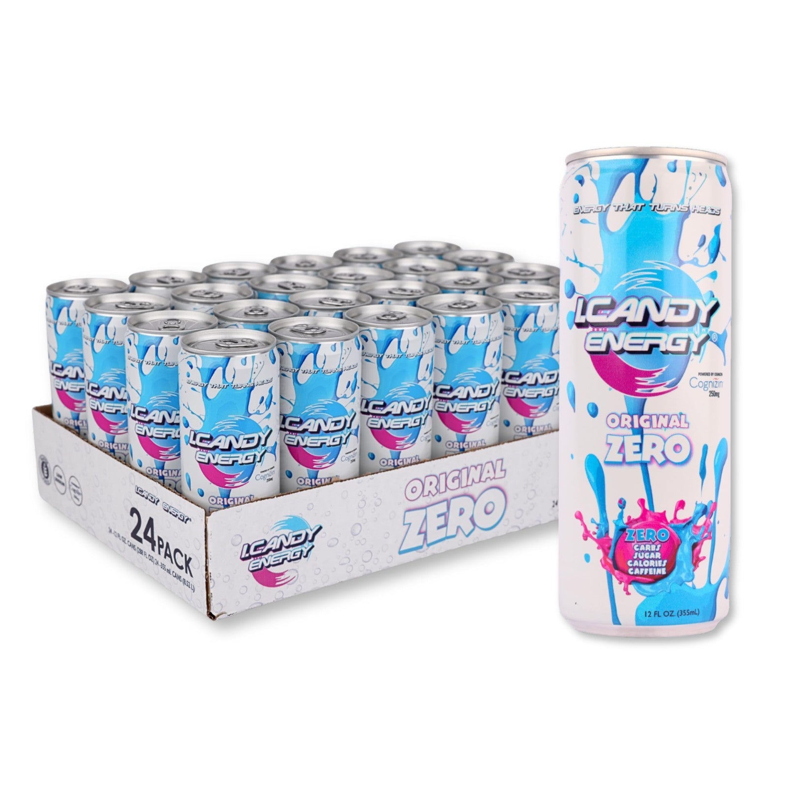 Caffeine-Free Sugar-Free Energy Drink 24 Pack, Zero Calorie, Mental Focus, 250mg1