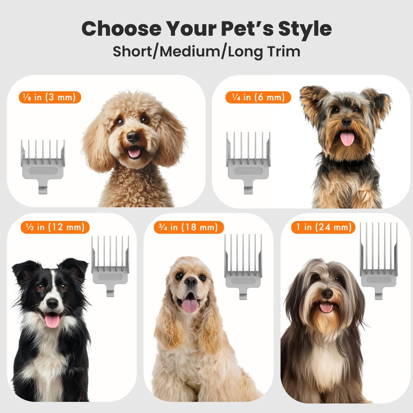 6-in-1 Pet Grooming Vacuum Kit, Dog Clippers & Hair Remover, 9000Pa Suction, Low5