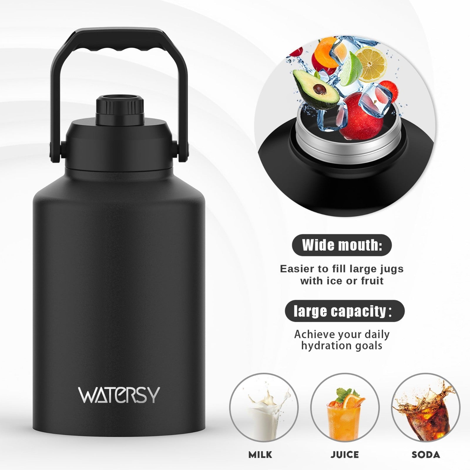128oz Insulated Water Bottle - BPA Free, Leak Proof, Cold for 48 Hrs, Gym & Trav6