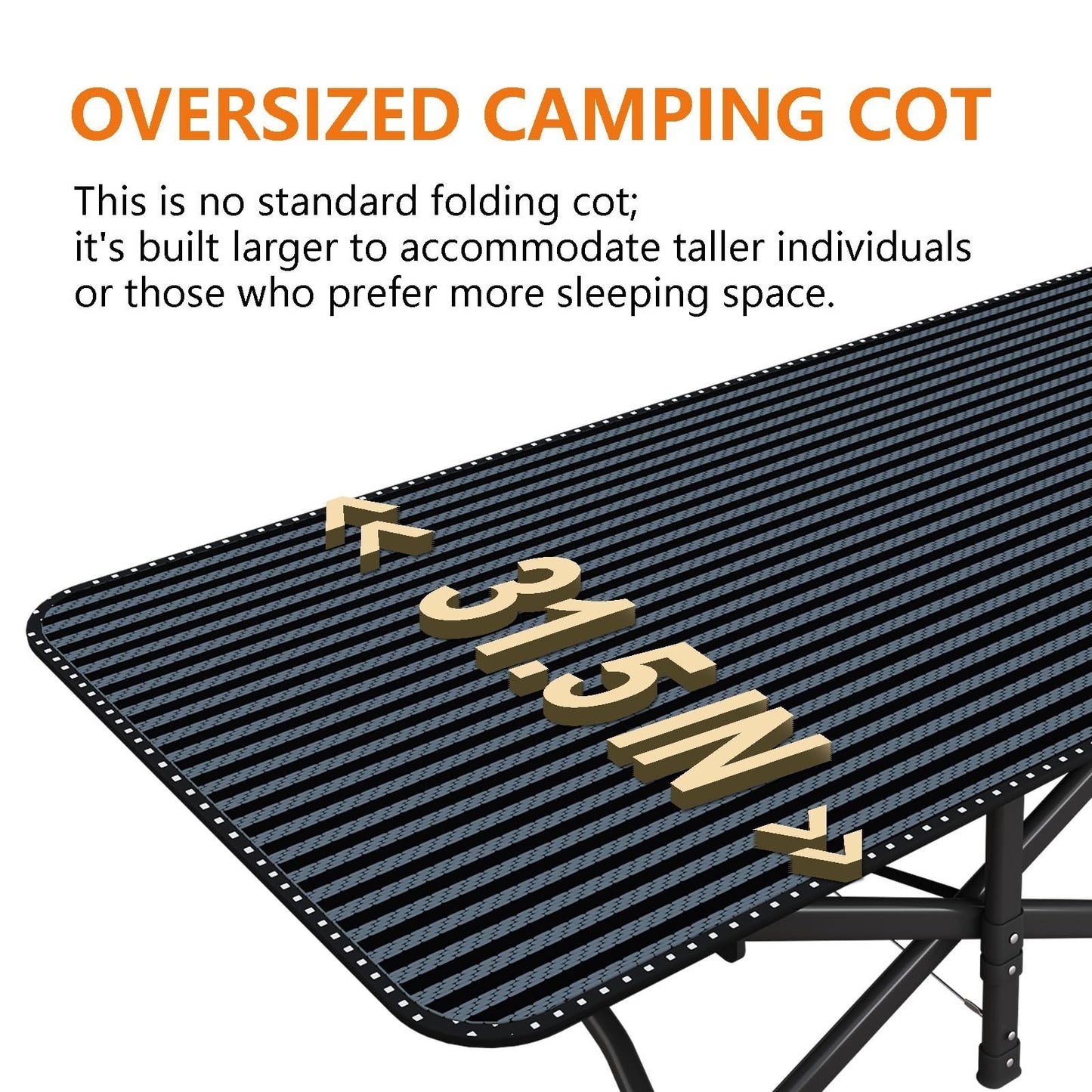 Oversized 31.5" Camping Cot for Adults   Heavy Duty 500LBS, Soft Sleeping Pad, C3