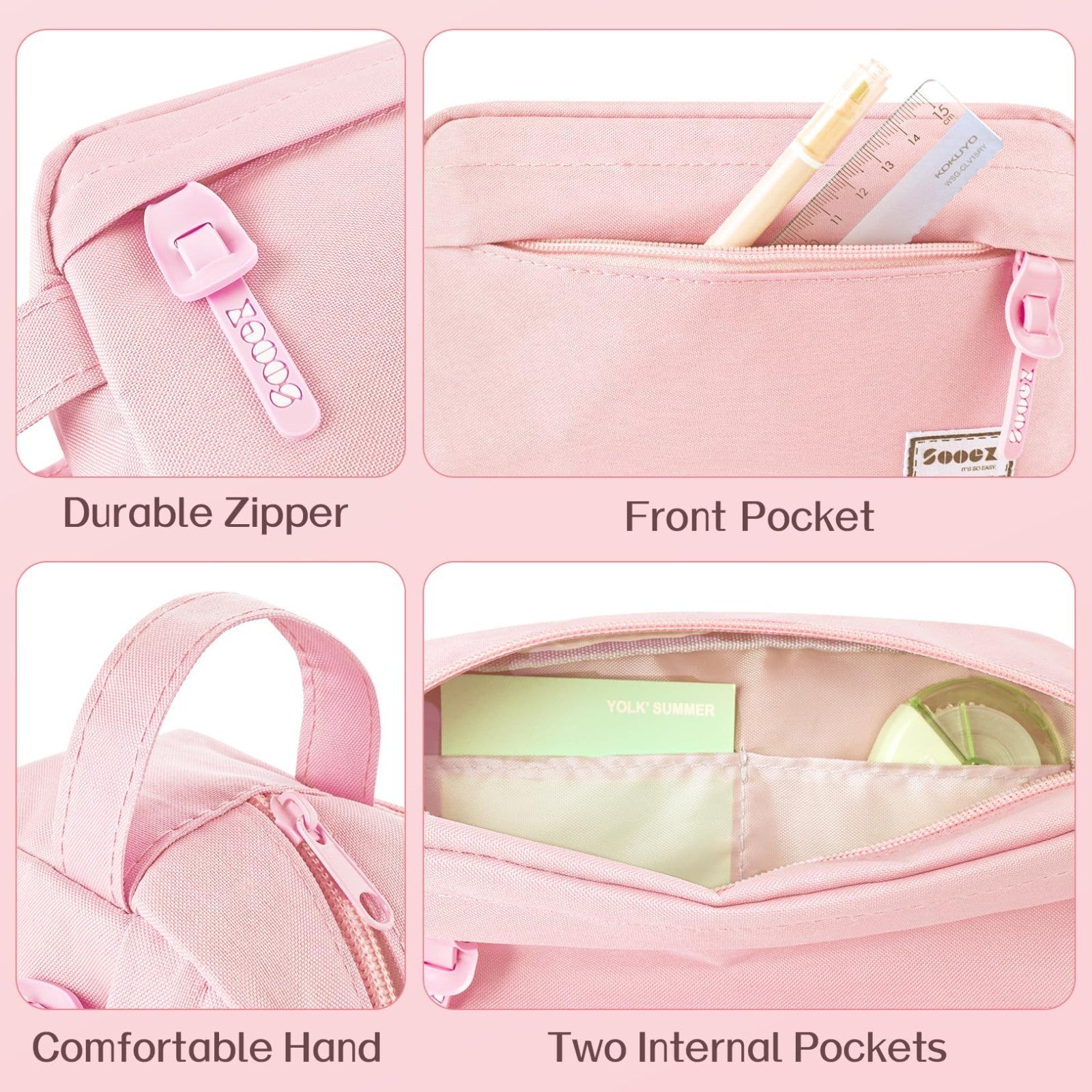High Capacity Pencil Case Organizer, Large Pouch for School & Office Supplies3
