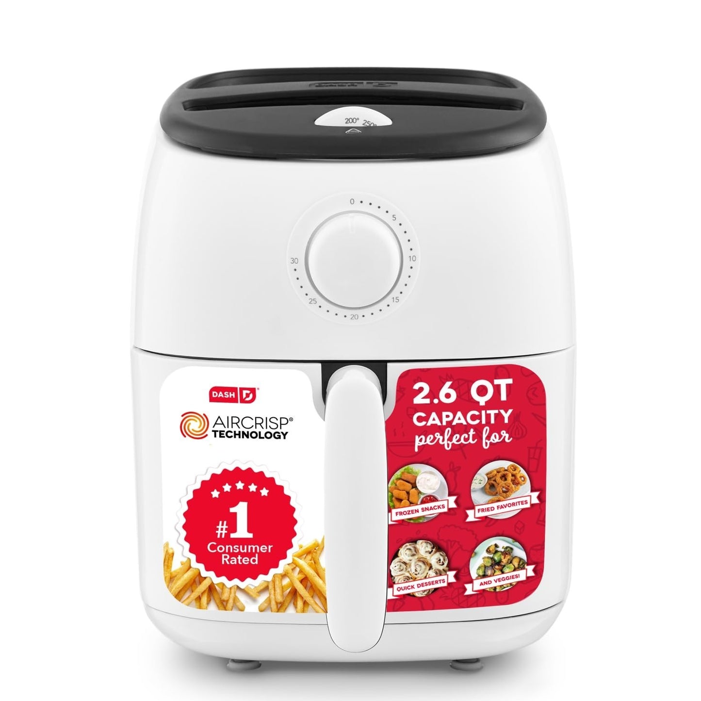 Compact Air Fryer with Adjustable Temperature - Nonstick Basket, 2.6 Quart, Auto1