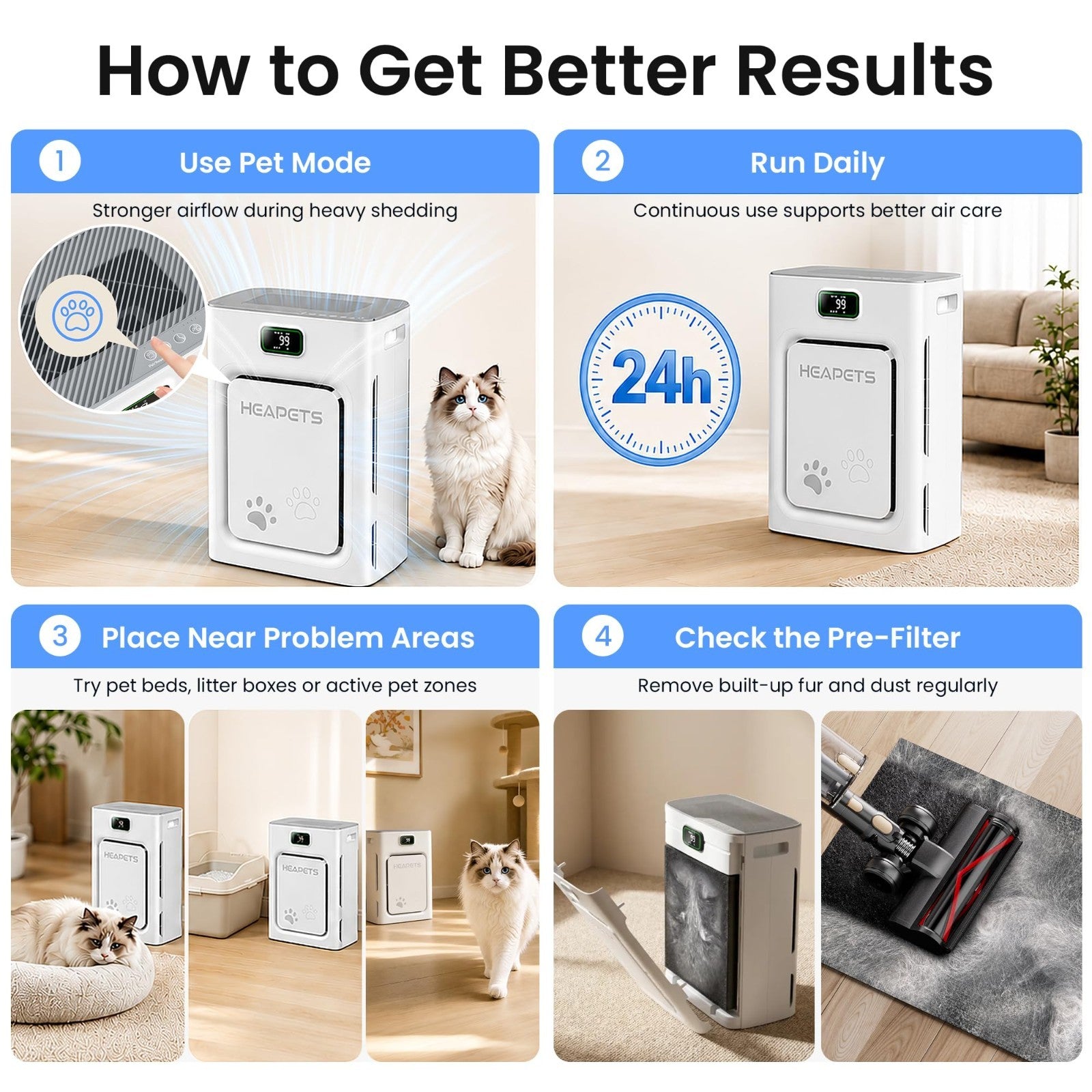 Pet Air Purifier for Large Rooms 2500 Sq Ft, H13 HEPA Filter, Washable Pre-filte5