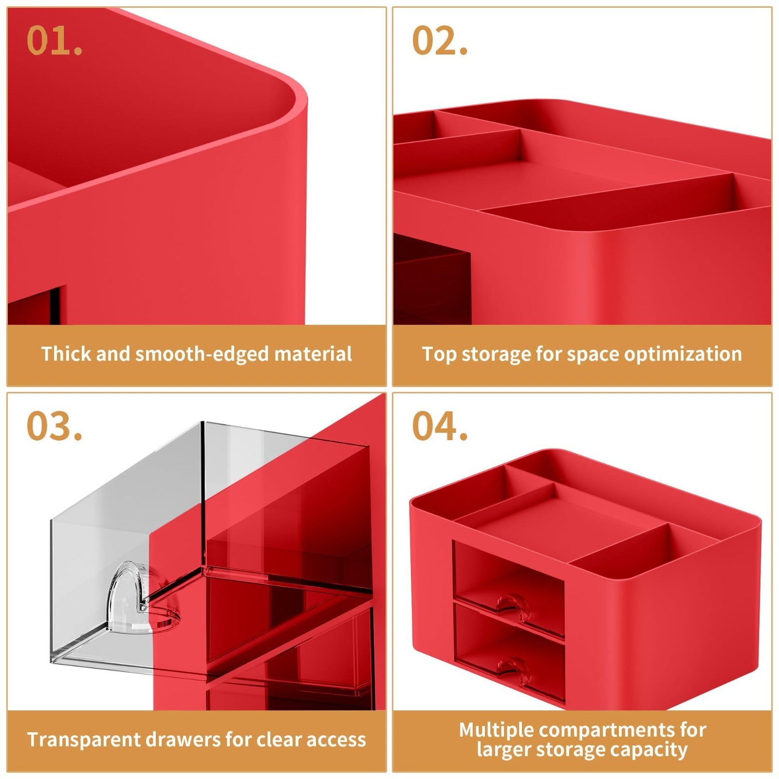 Multi Functional Desk Organizer with 2 Drawers, 5 Compartments for Office Suppli4