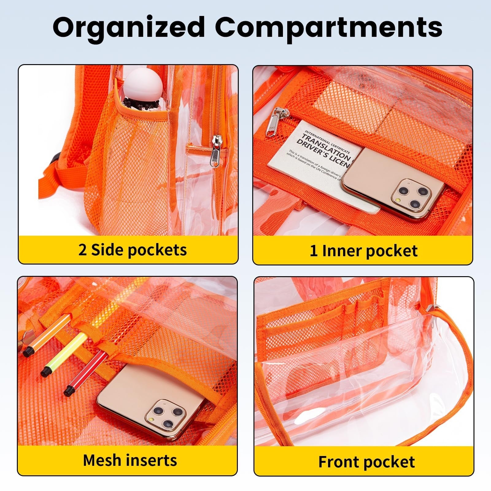 Clear PVC Backpack, Heavy Duty Transparent Bag with Reinforced Straps, Large Cap5