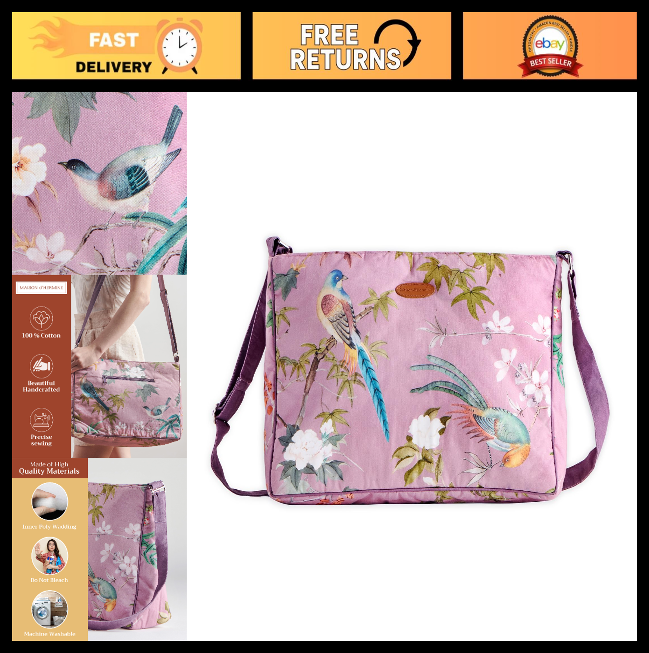 Stylish Cotton Shoulder Bag for Women   Versatile Handbag, Everyday Use, Fashion0
