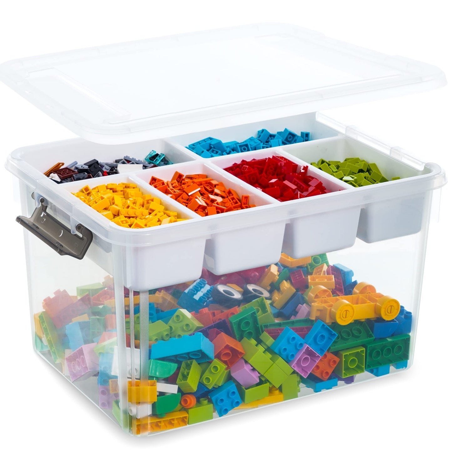 32QT Clear Craft Storage Box with Removable Tray   Organizer for Art Supplies1