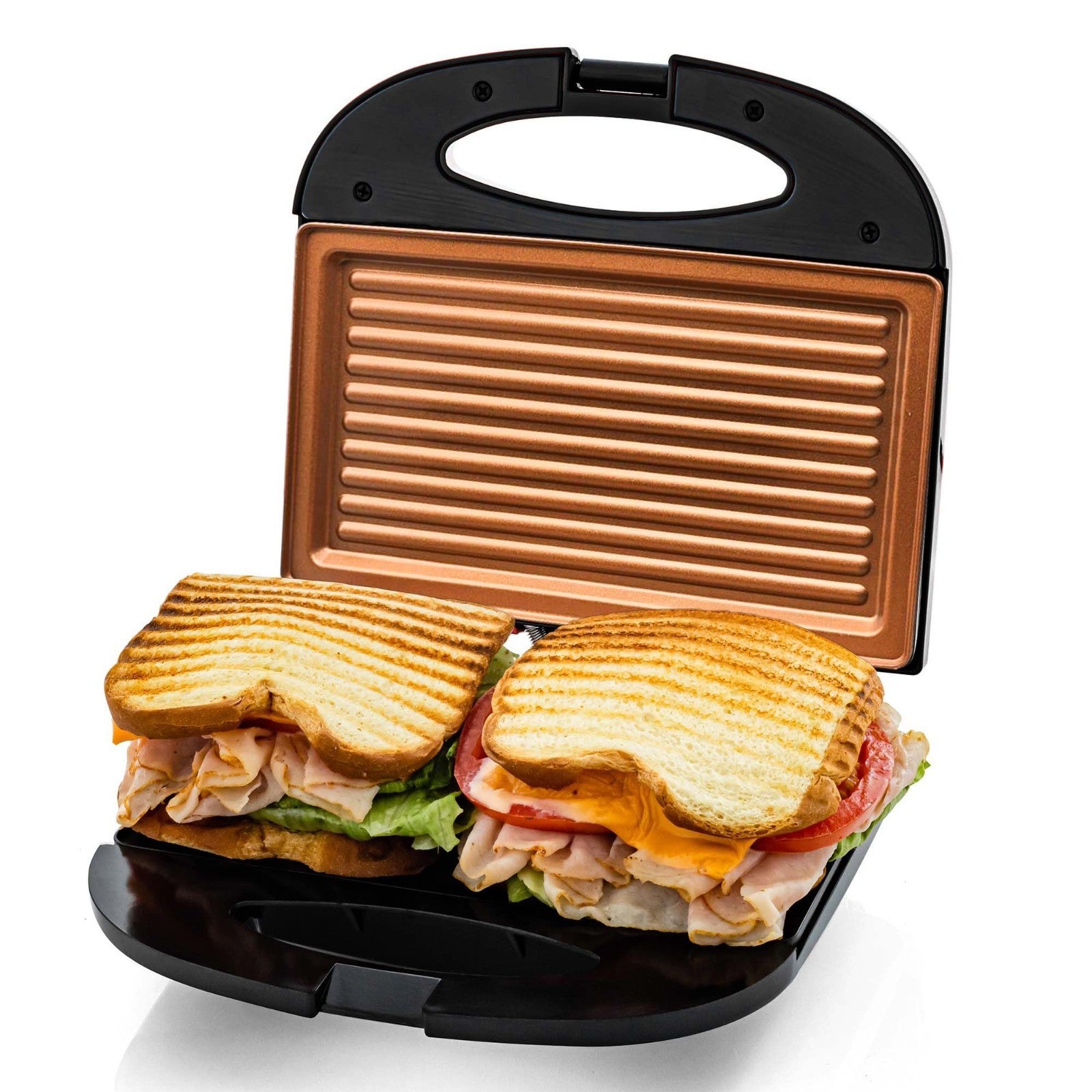 Compact Electric Panini Press Grill - Nonstick Plates, Thermostat Control, LED I1