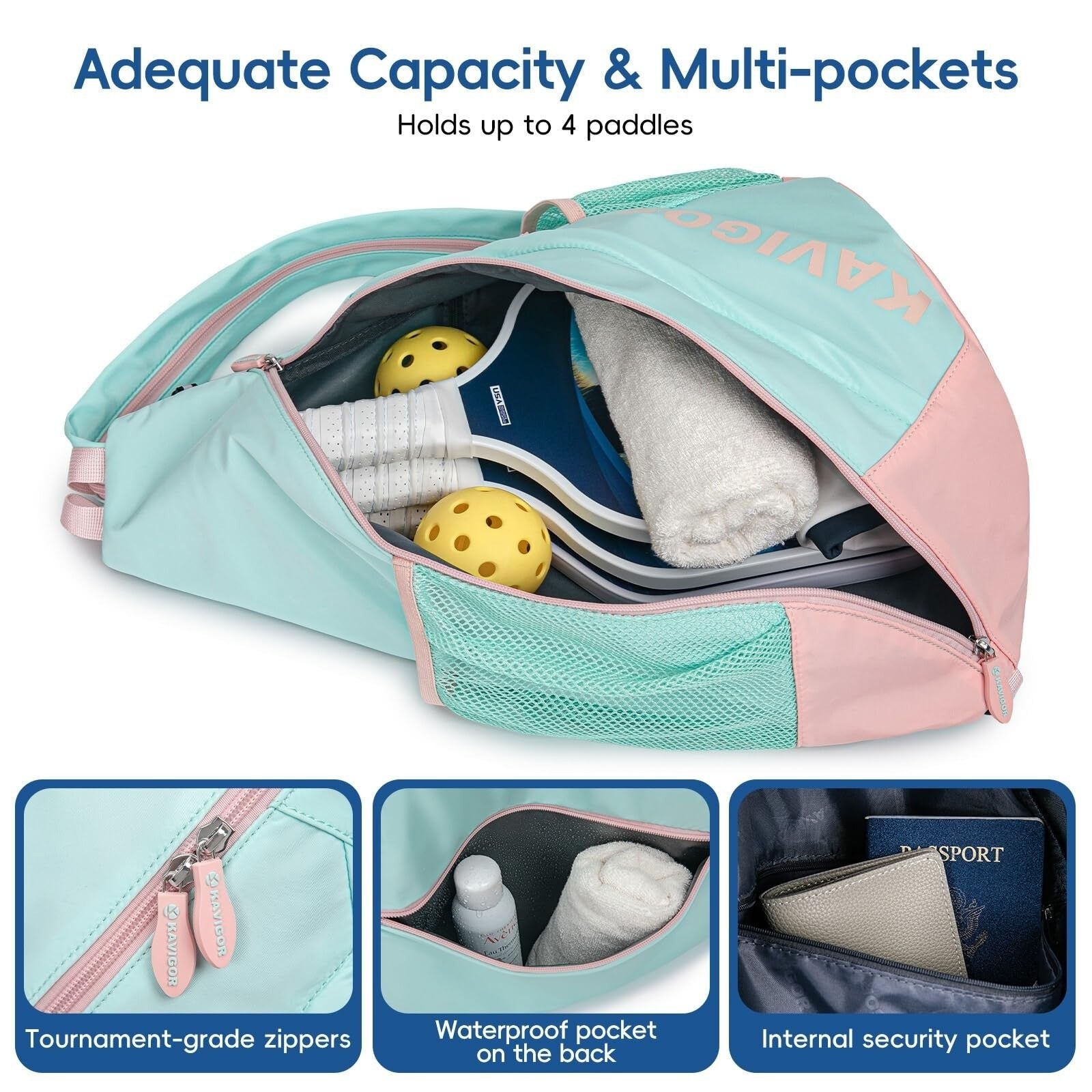 Ultra-Light Pickleball Sling Bag, Convertible Backpack with Wet/Dry Pocket, Fits2