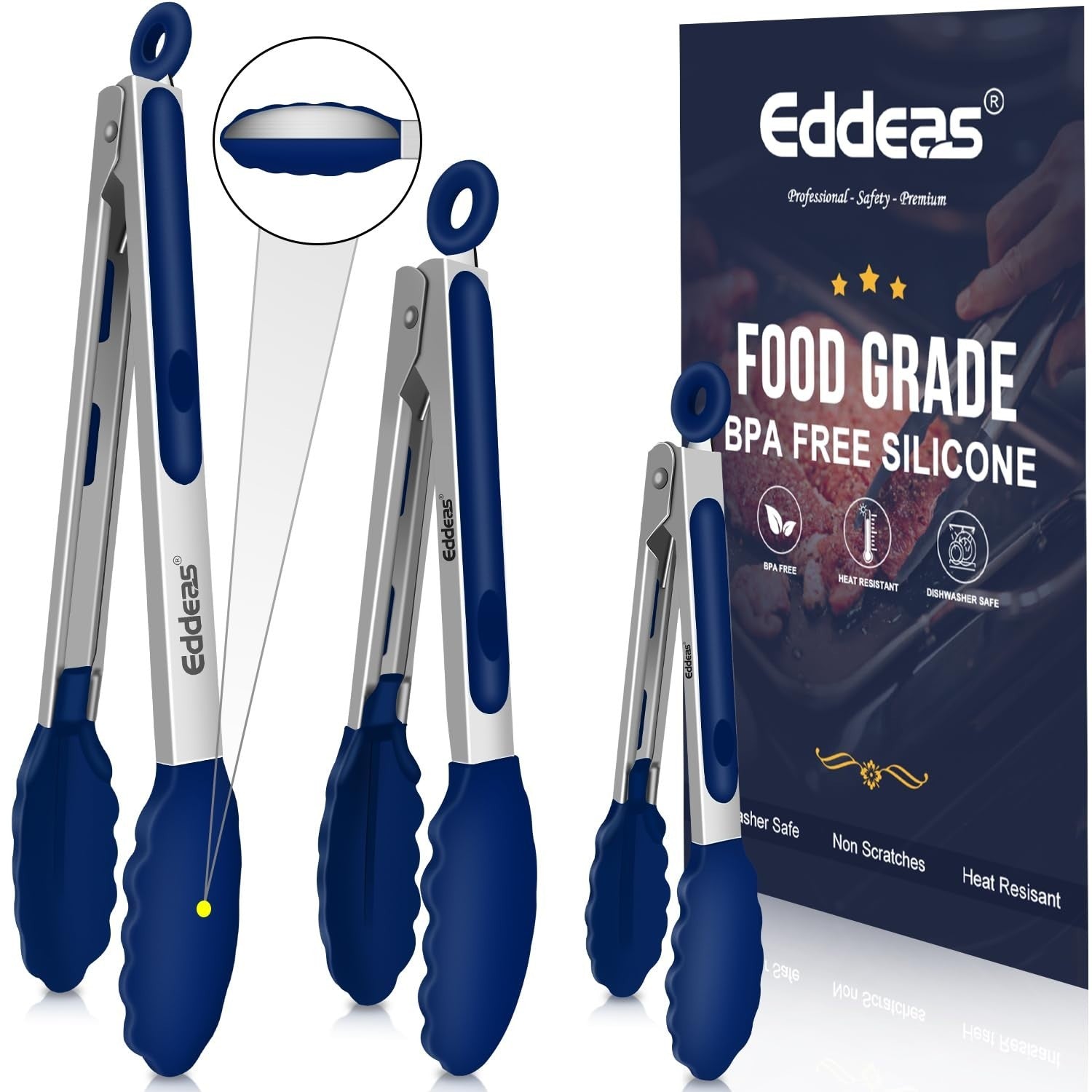 Heat Resistant Silicone Tongs   7", 9", 12" Kitchen Cooking Tools, Locking Metal1