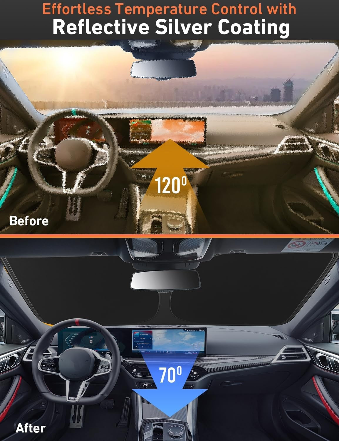 Windshield Sunshade for Tesla Model X 2016 2025, UV Heat Blocker & Sun Visor Cov3