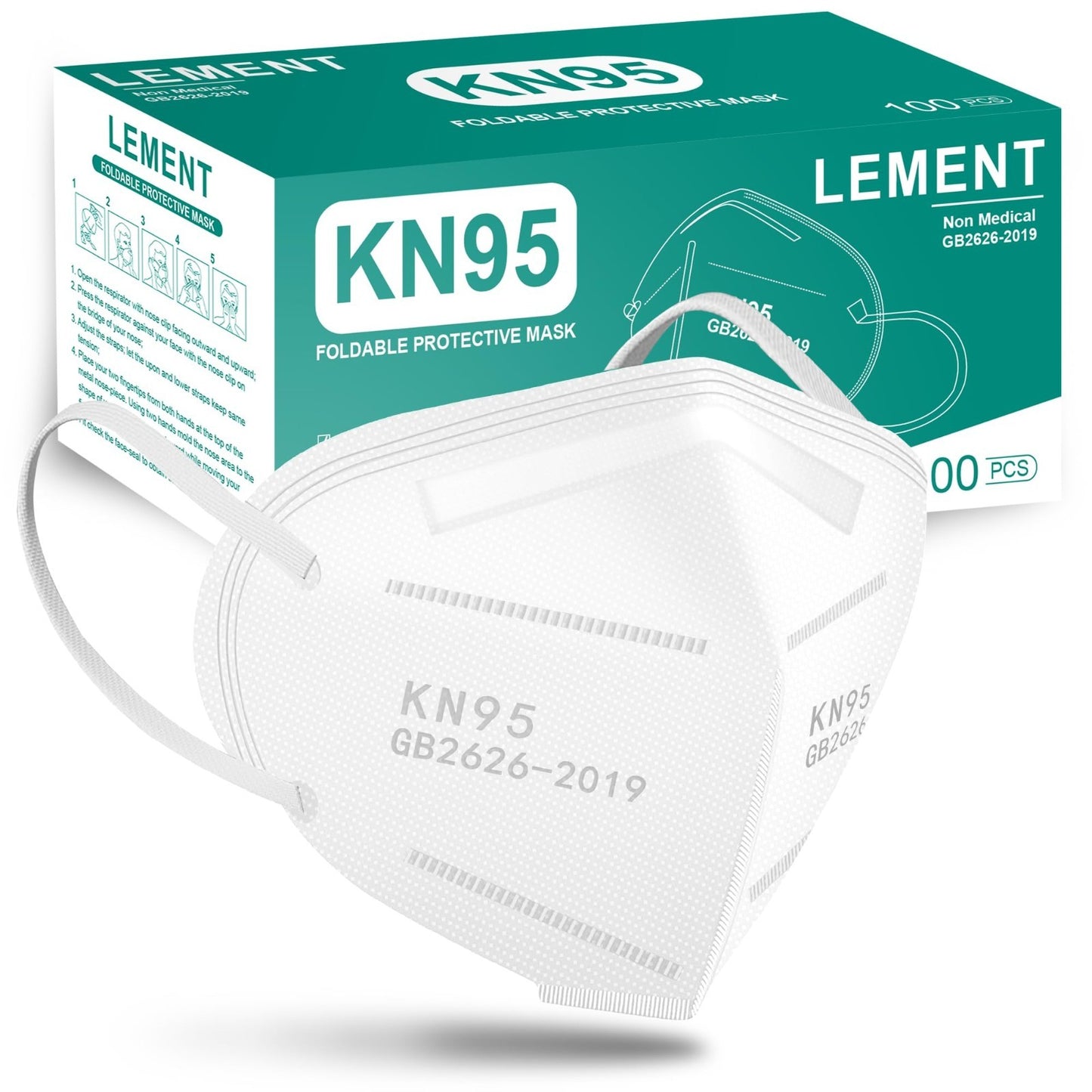 100 Pack KN95 Face Masks   Breathable Disposable Dust Masks for Adults, White1