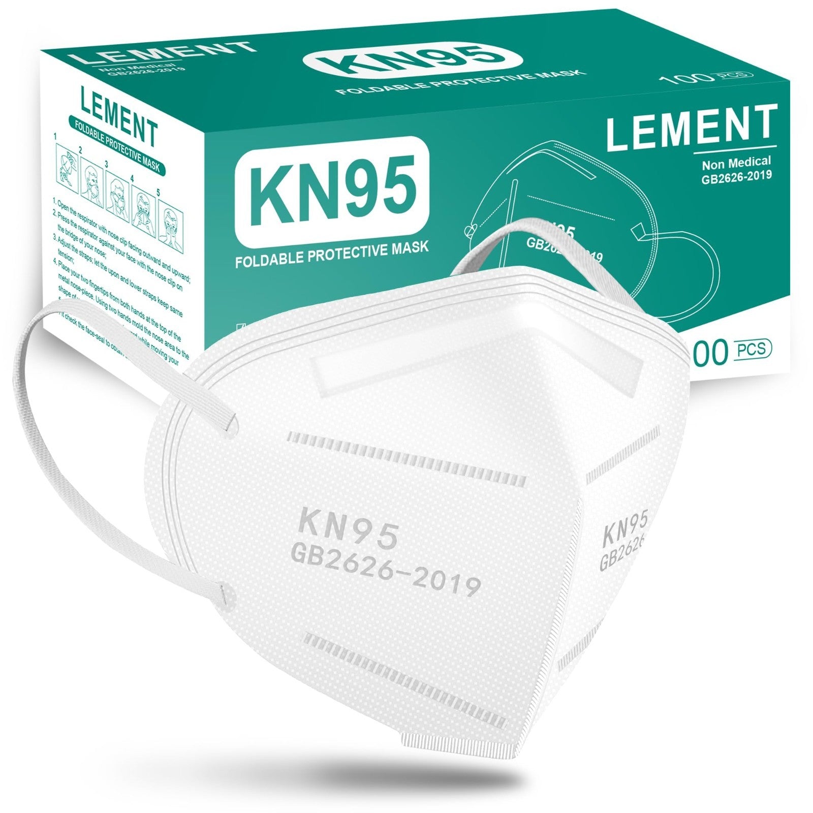 100 Pack KN95 Face Masks   Breathable Disposable Dust Masks for Adults, White1