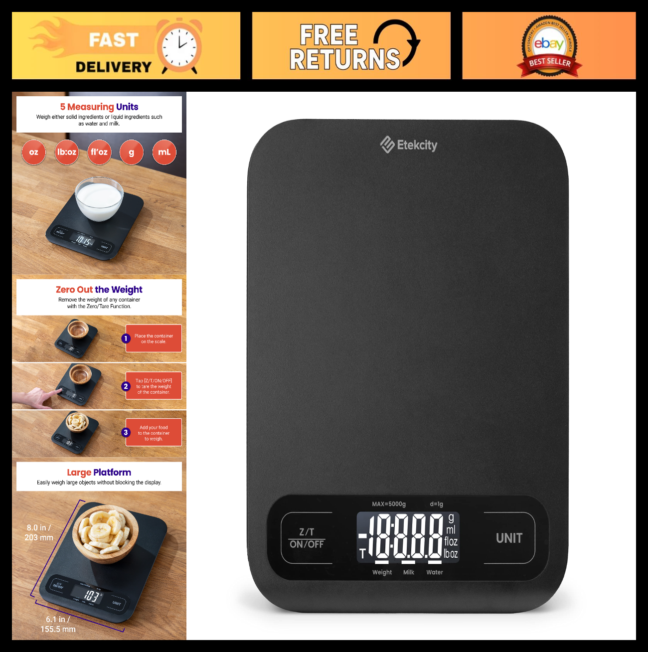 Digital Kitchen Scale   Grams & Ounces, Tare Function, Ideal for Baking, Meal Pr0