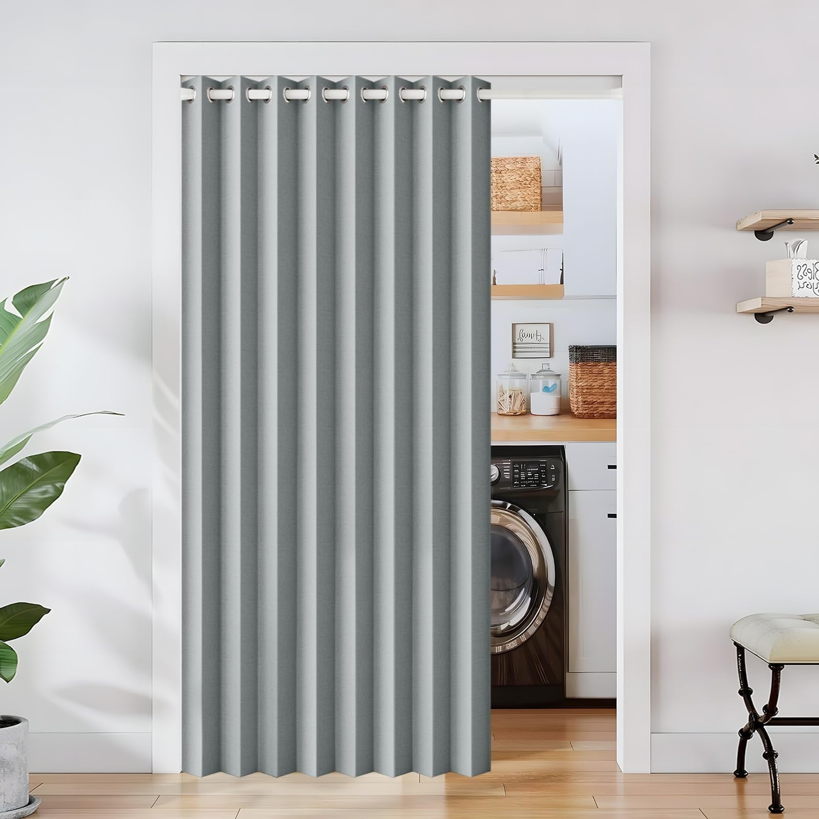 100% Blackout Magnetic Pleated Curtains   Thermal Insulated Drapes, 1 Panel, W601