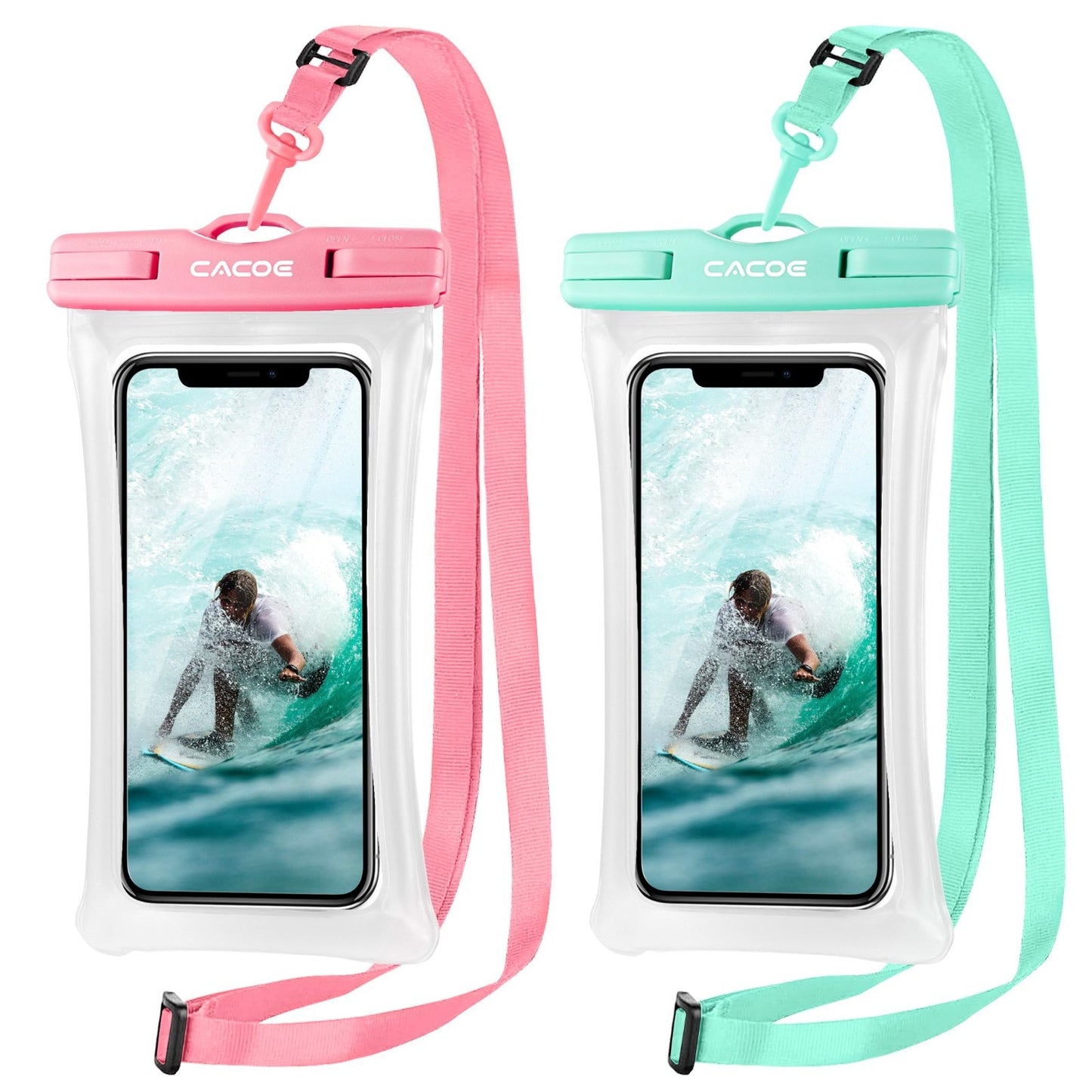 Floatable Waterproof Phone Pouch 2 Pack   IPX8 Case for Beach, Travel, Kayak, Ca1
