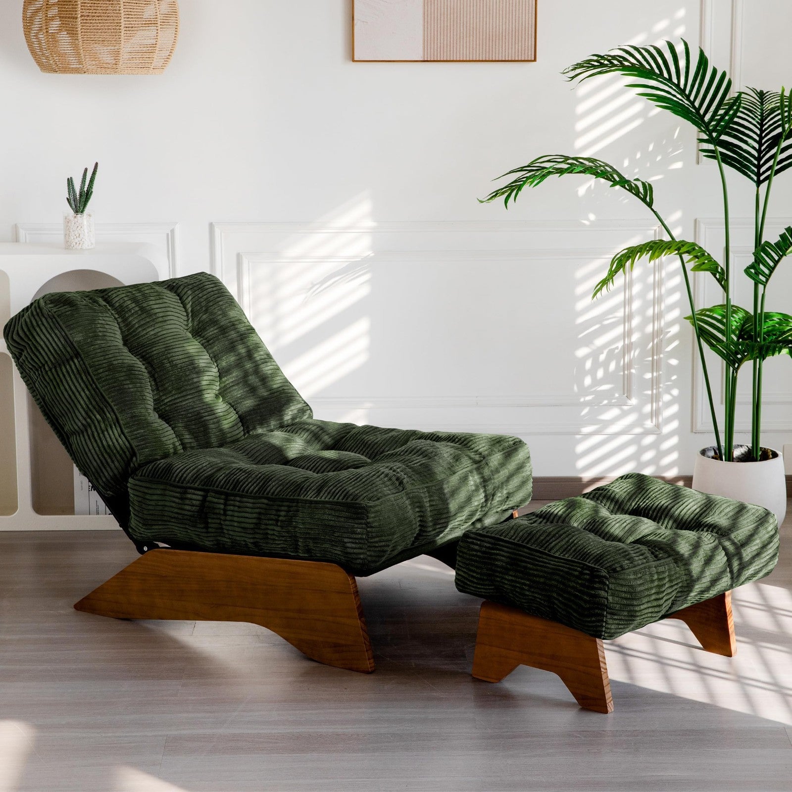 Cozy Tufted Accent Chair with Ottoman, Adjustable Backrest, Modern Recliner for1