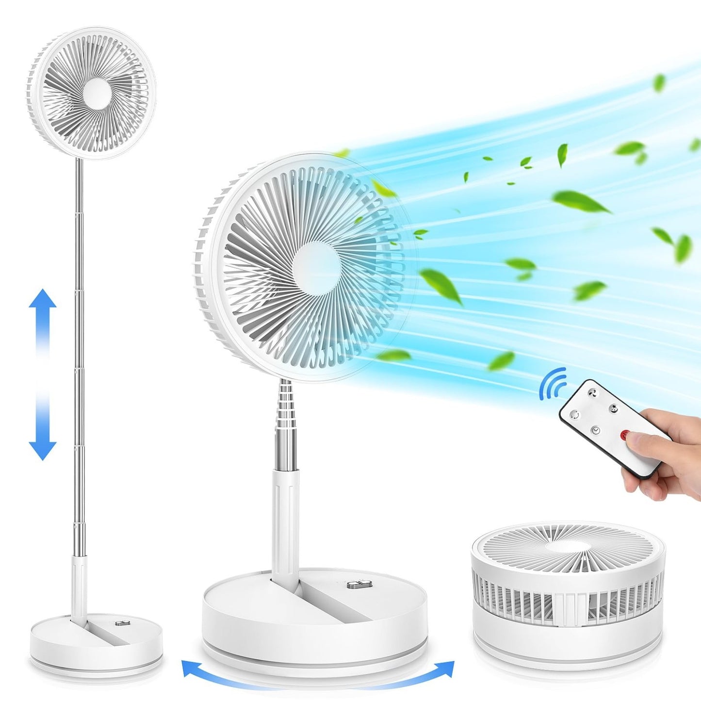 Portable Rechargeable 8.6" Oscillating Fan   USB C Battery Operated, Quiet, Fold1