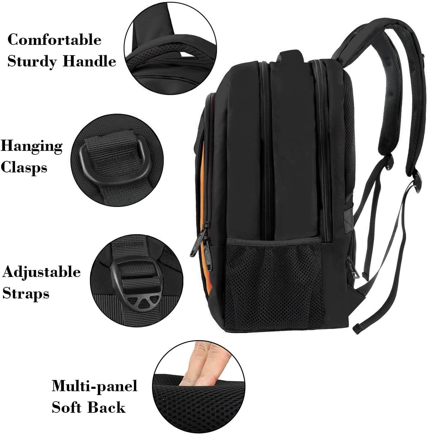 Orange Travel Backpack, Slim 15.6 Inch Laptop Bag, Durable College Rucksack2