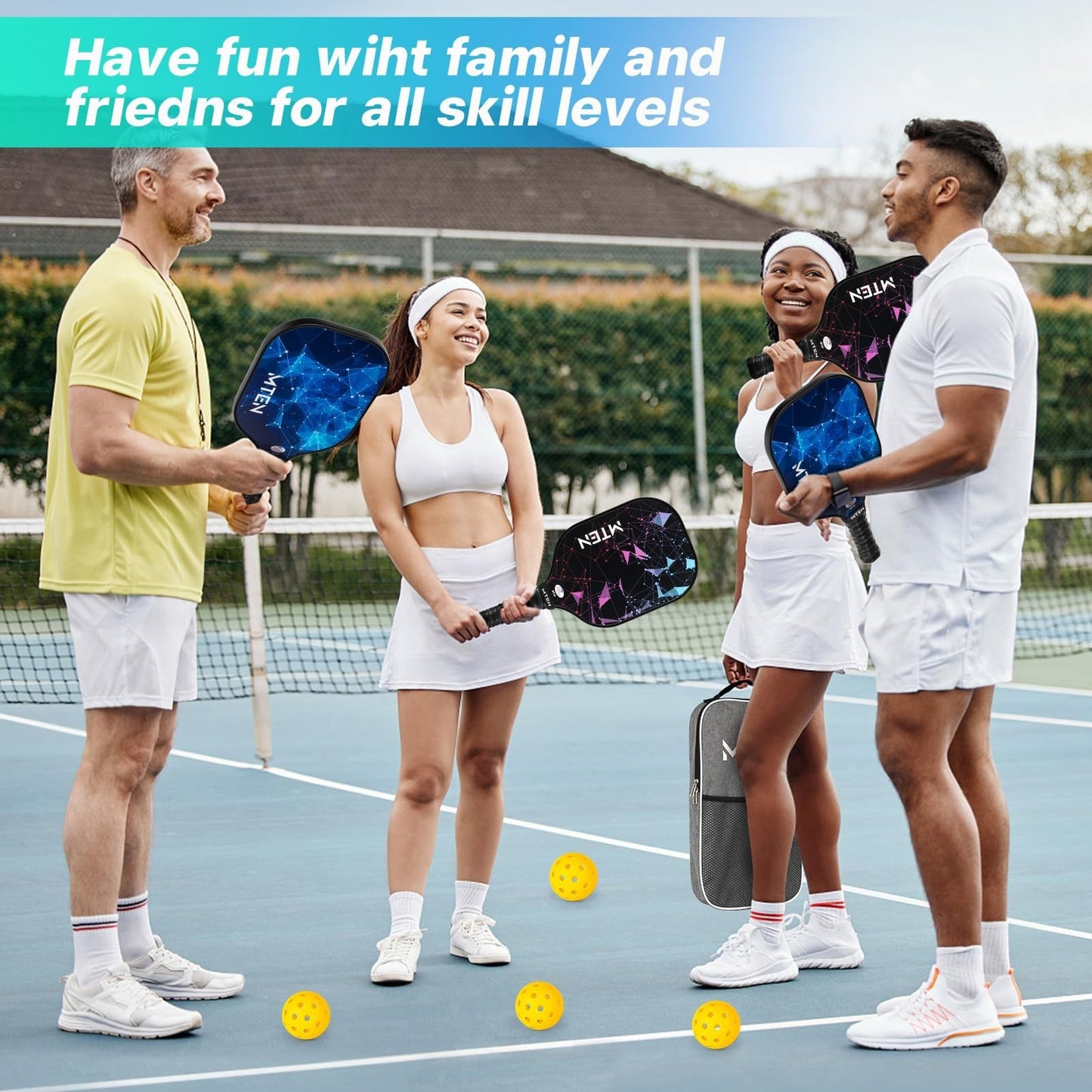 Pickleball Paddle Set of 2/4/1 - USAPA Approved Fiberglass Rackets, Lightweight6