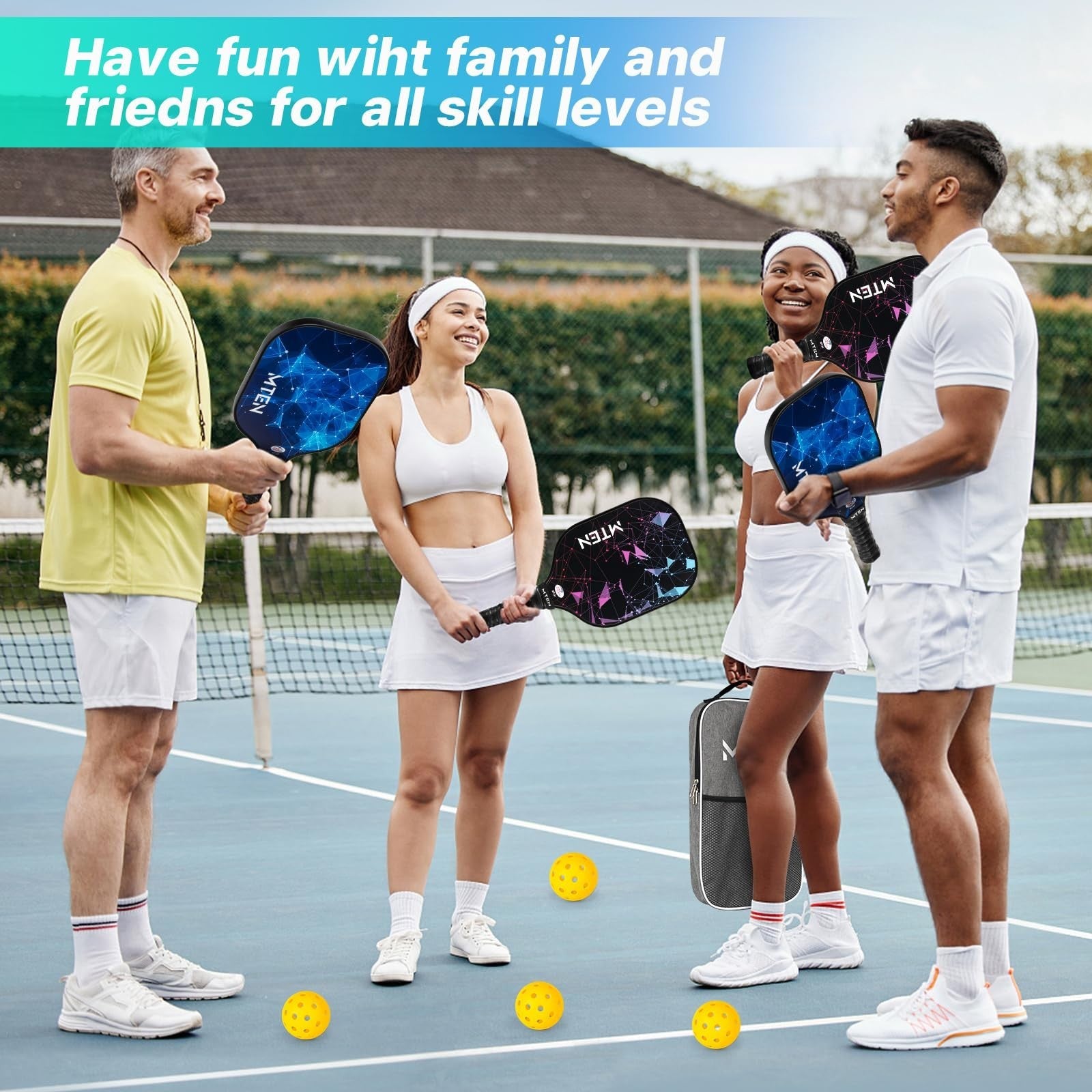 Pickleball Paddle Set of 2/4/1 - USAPA Approved Fiberglass Rackets, Lightweight6