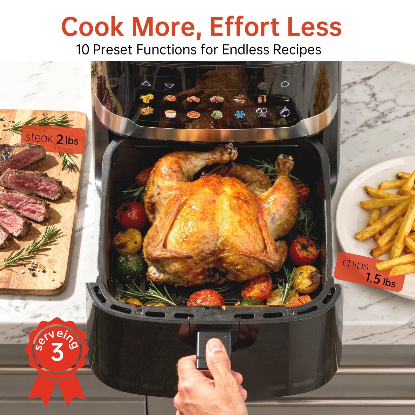 6.8QT Air Fryer with 10-in-1 Functions, Visible Window, Fast Heating, Nonstick B5