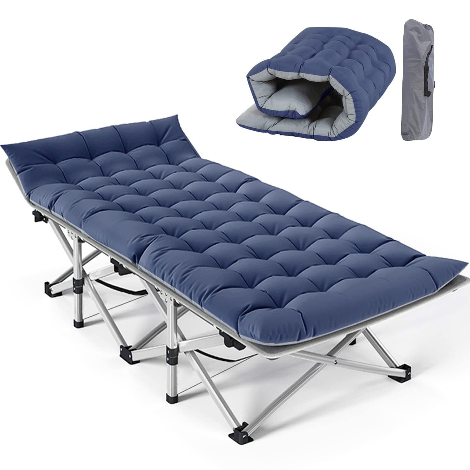 Folding Camping Cot for Adults, 28" Wide, 880lbs Capacity, Padded Mat & Carry Ba1