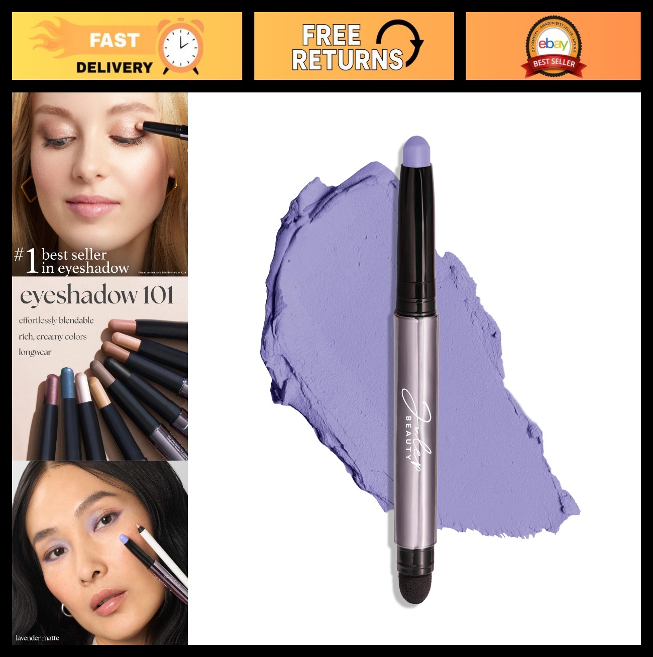Crème-to-Powder Eyeshadow Stick - Lavender Matte, Long-lasting, Easy Application0