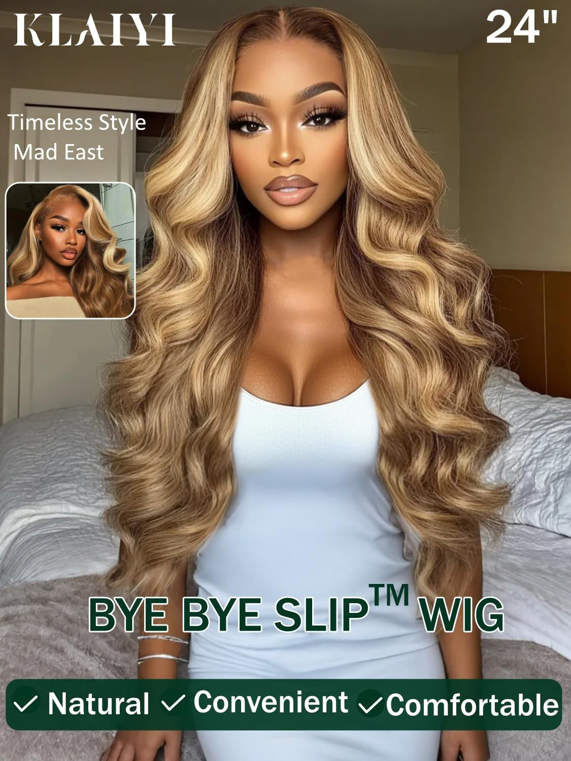 20-Inch Honey Blonde Highlight Body Wave Lace Frontal Wig - Glueless, Pre-Plucke1