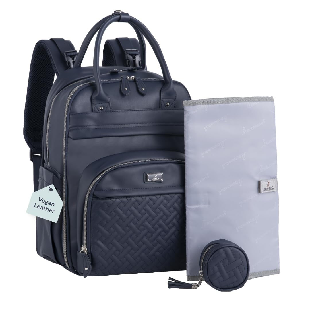 Stylish Leather Diaper Bag Backpack   Multi Function Baby Travel Bag with Changi0