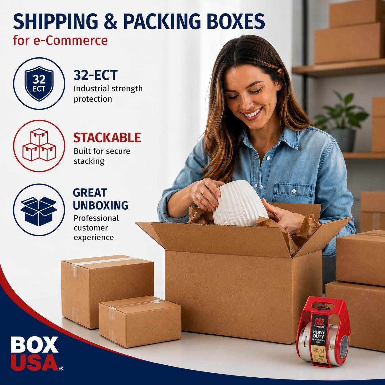 Large Corrugated Moving Boxes 10 Pack   22"x17"x12"   Heavy Duty Shipping & Stor3