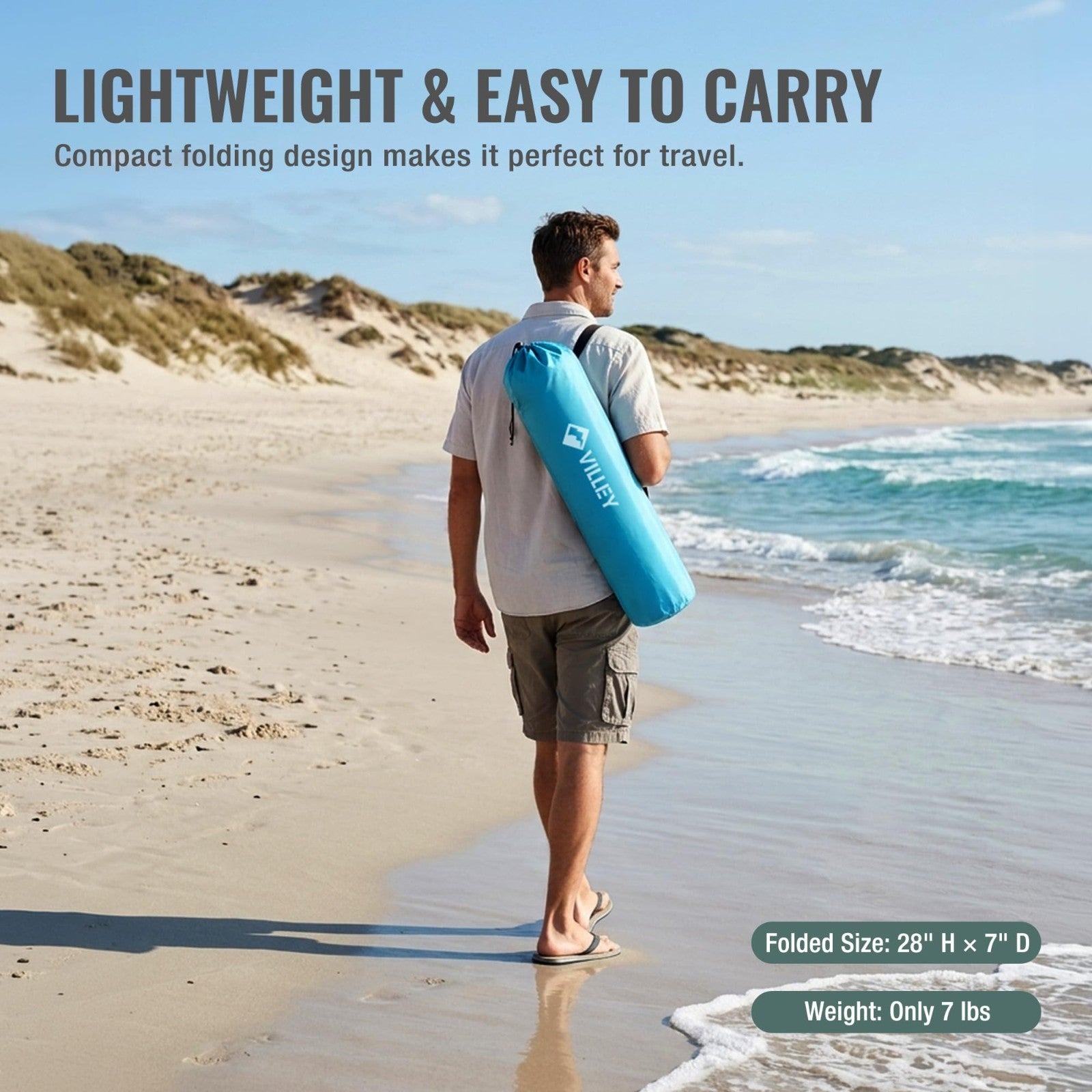2 Pack Lightweight Folding Beach Chairs - High Back, Portable with Cup Holder -6