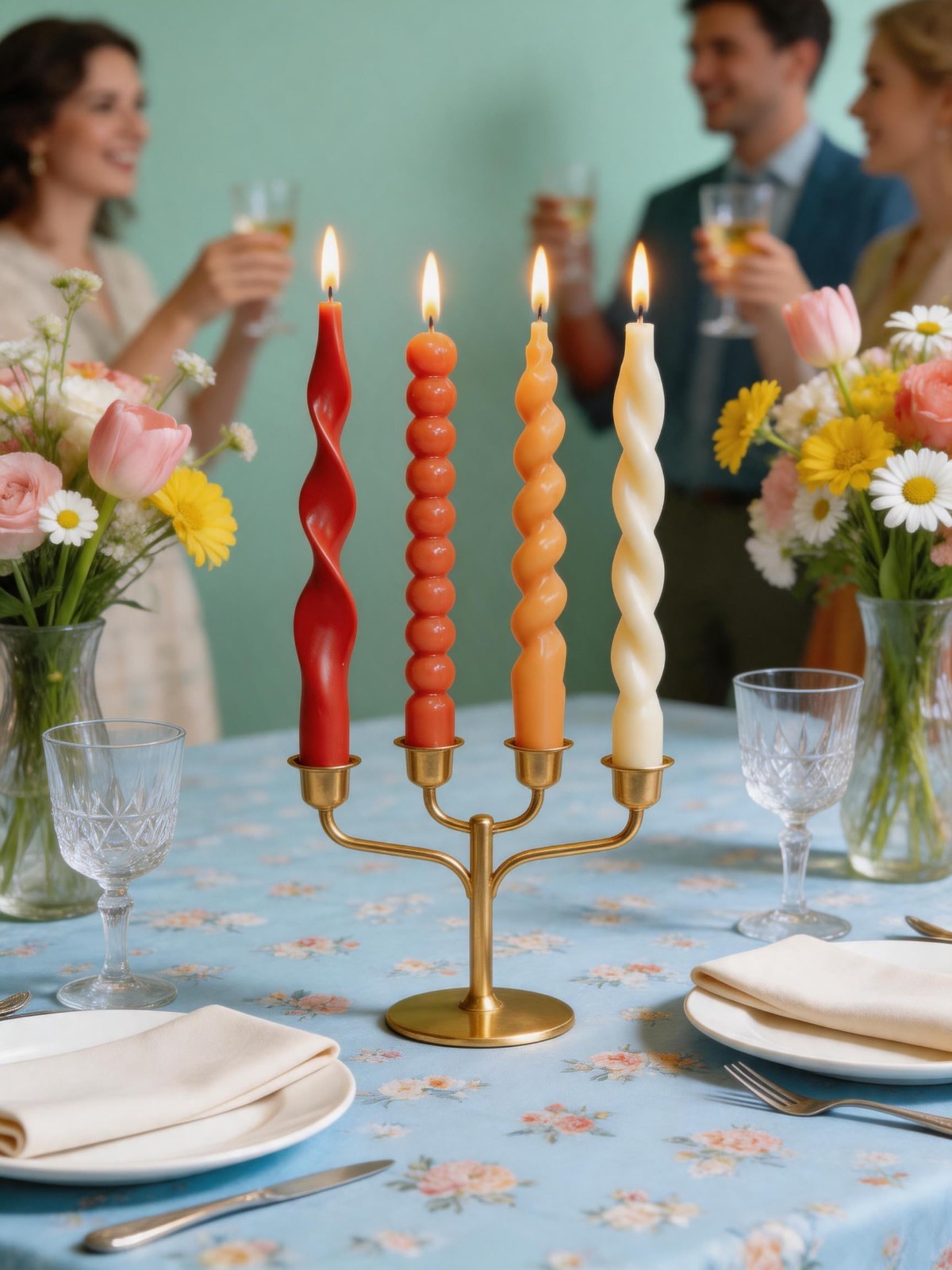 Orange Spiral Taper Candles - Unscented Twisted Candle Sticks for Dinner & Holid3