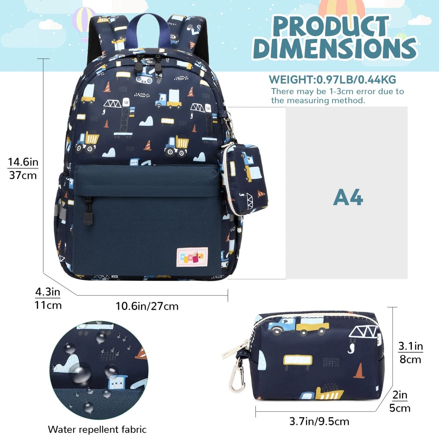 Kids Toddler Backpack with Chest Strap   Durable, Lightweight, Cute Design for B2