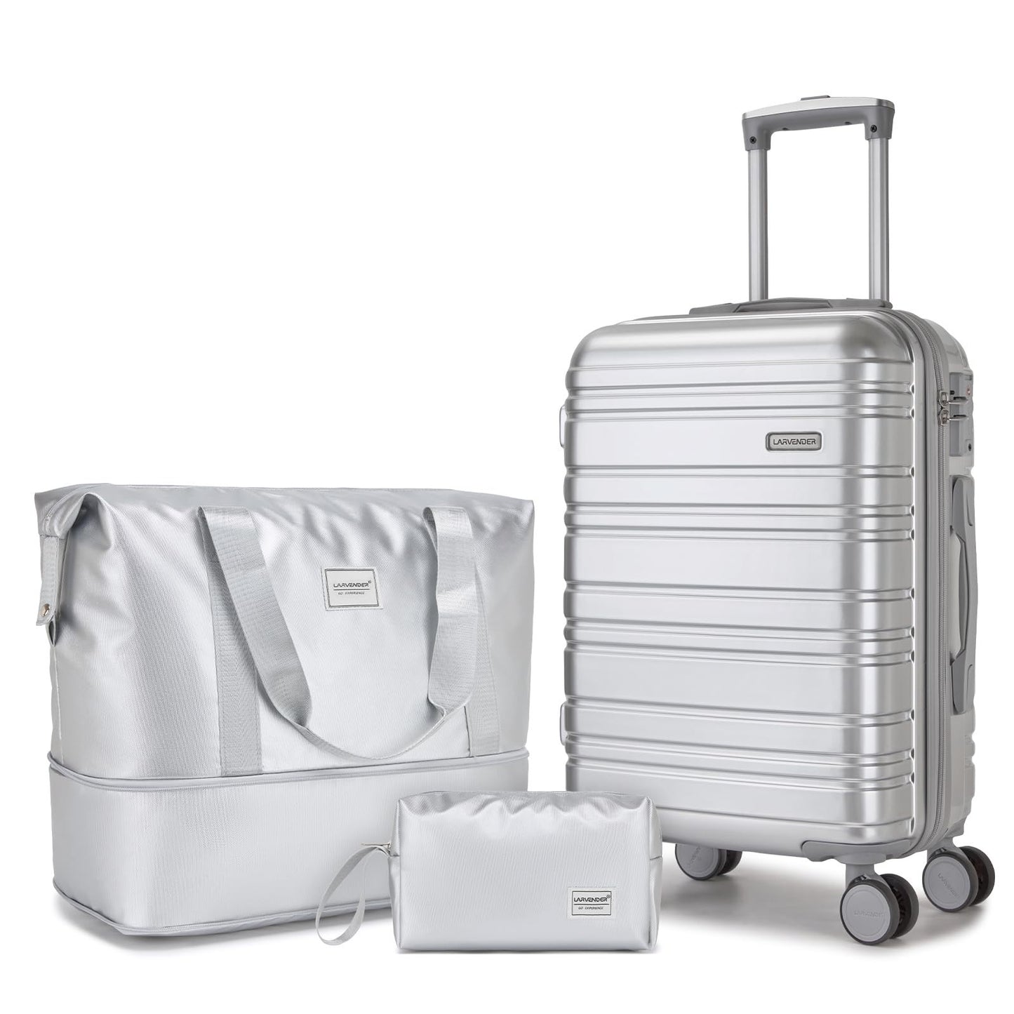 3-Piece Carry-On Luggage Set, 20" Hardshell Suitcase, Lightweight, TSA Lock, Duf1