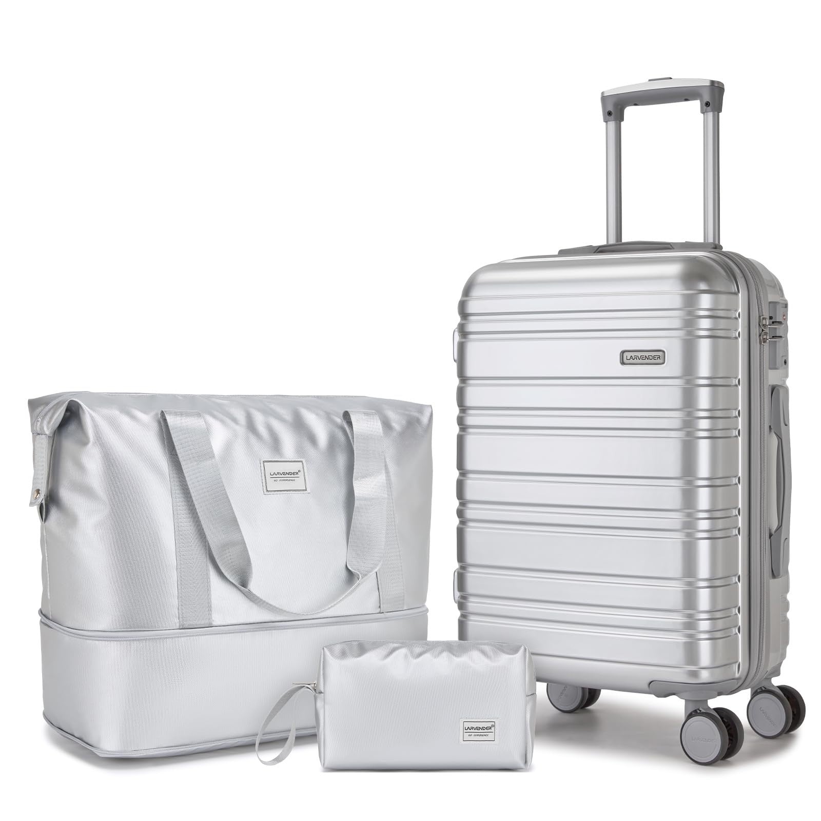 3-Piece Carry-On Luggage Set, 20" Hardshell Suitcase, Lightweight, TSA Lock, Duf1