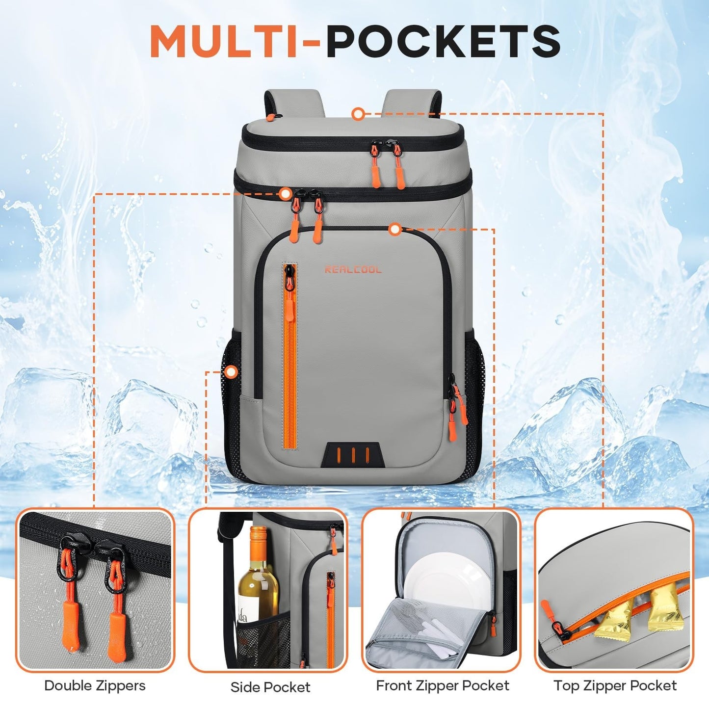 Insulated Cooler Backpack - 33 Can Leakproof, Waterproof, Anti-Theft, for Beach2