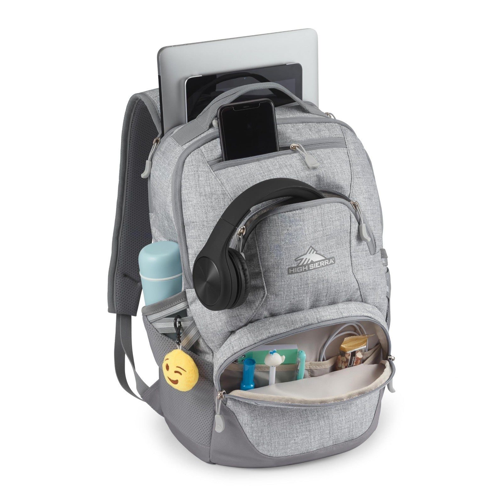 Travel Laptop Backpack with Drop Protection, Tablet Sleeve, Bookbag   Silver Hea4