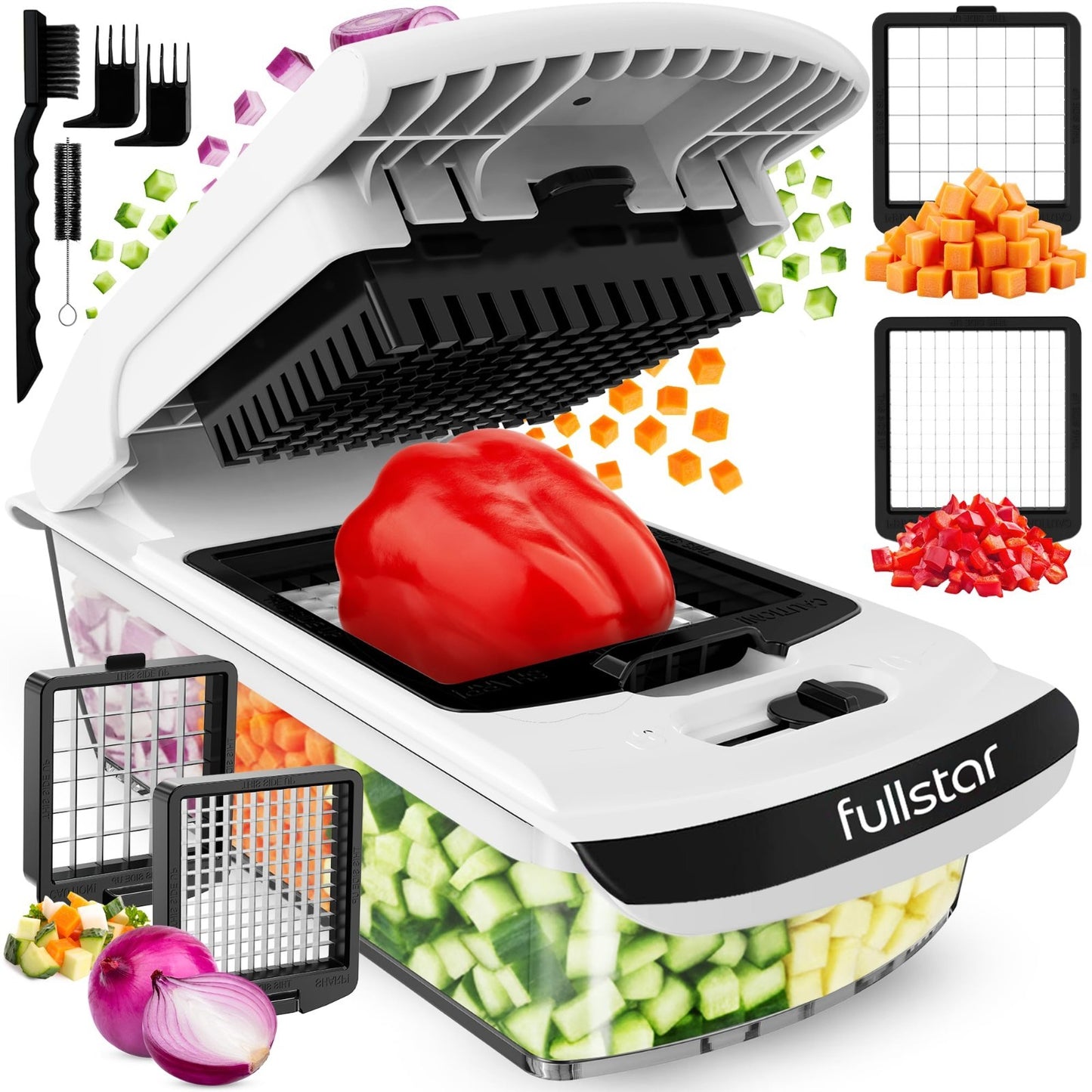 2 in 1 Vegetable Chopper & Slicer | Sharp Stainless Steel Blades, Onion & Fruit1