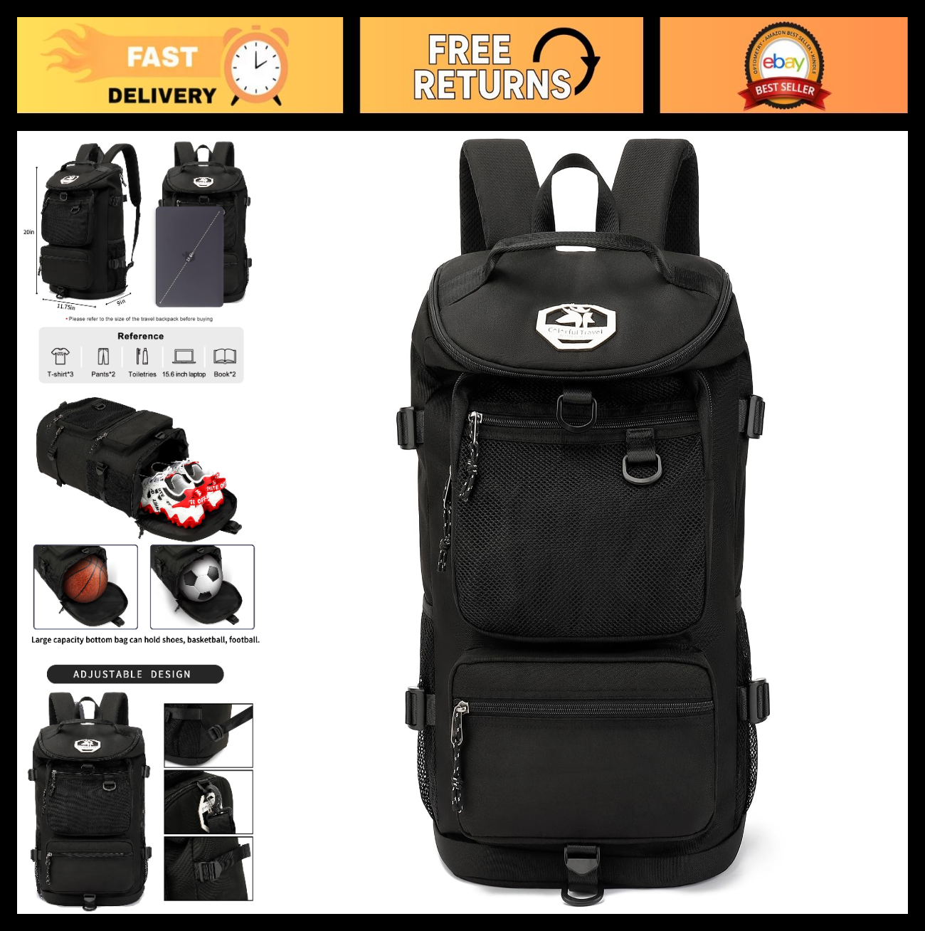 Waterproof Gym Duffel Backpack with Shoe Compartment   4 Carry Methods, Sports &0