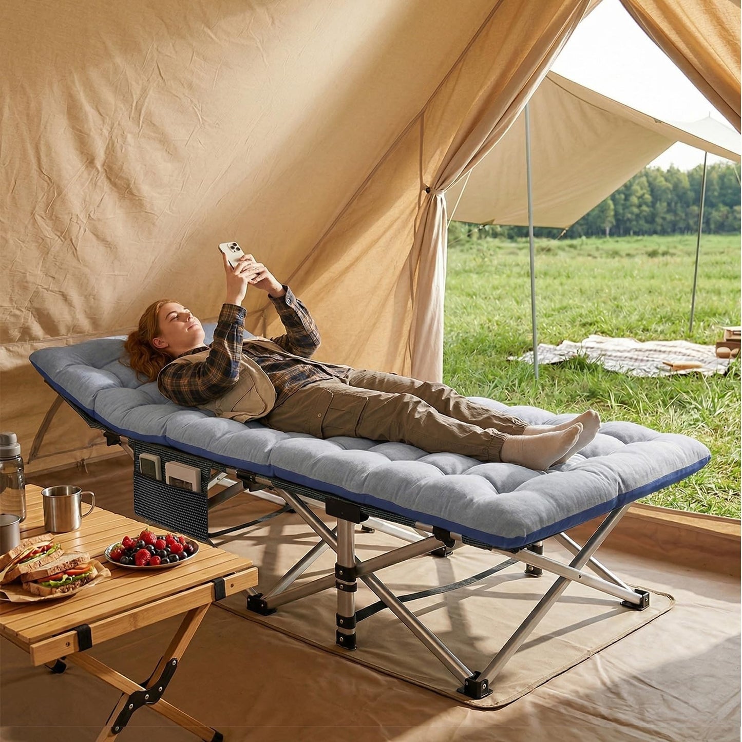 Folding Camping Cot for Adults   28" Wide Heavy Duty Bed, 800 lbs Capacity, Remo5