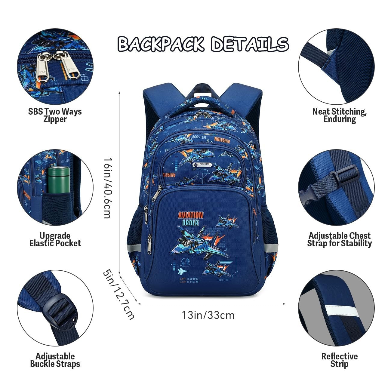 Fighter Pattern Kids Backpack with Lunch Box for Boys Ages 5 10, 16in Book Bag5