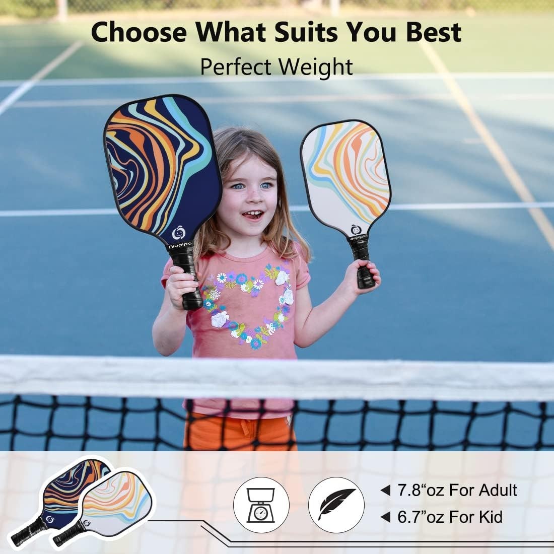 Pickleball Paddle Set of 2 or 4 - USAPA Approved, Lightweight Fiberglass Paddles4
