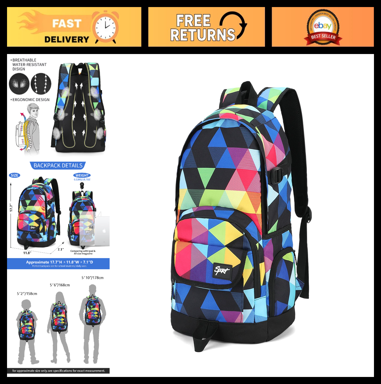 Lightweight School Backpack Travel Bag for Men & Women   College & Travel Use0
