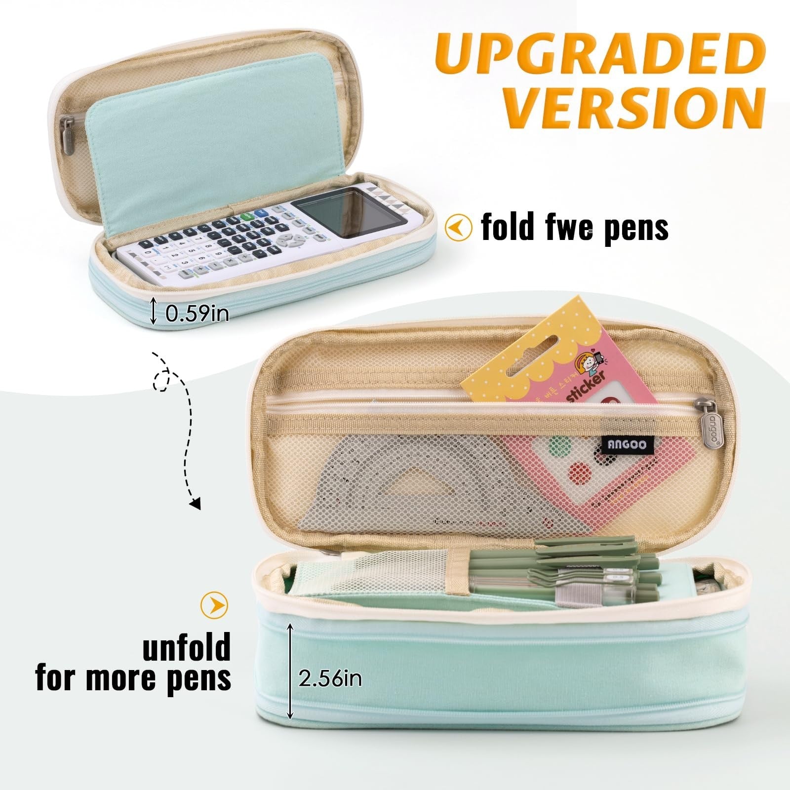 Large Capacity Pencil Case   Office & School Storage Pouch, Organizer Bag   Blue3