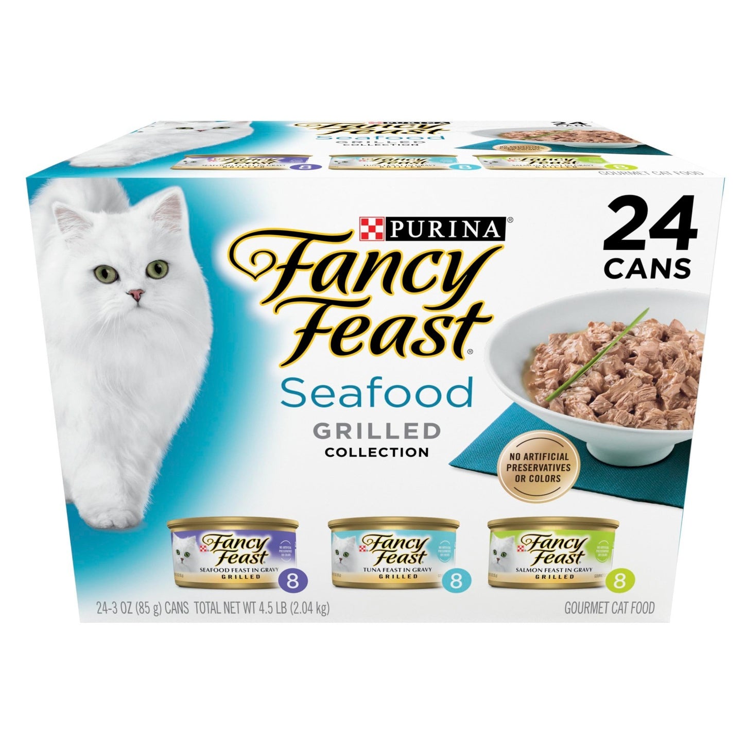 Gourmet Grilled Seafood Wet Cat Food, 3 oz Cans, 24 Pack   Premium Feline Treats0